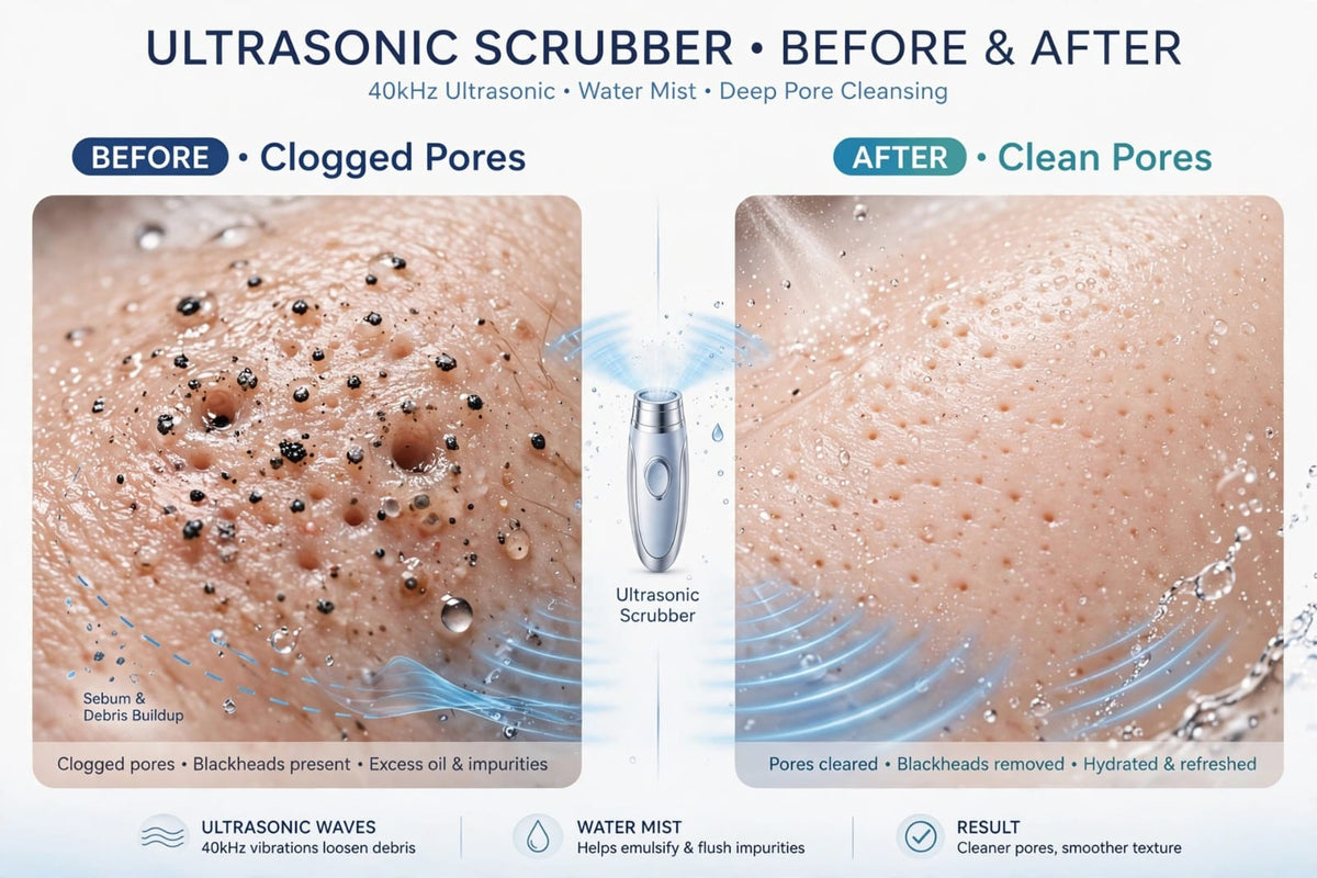 GLOWVA Ultrasonic Skin Scrubber - Deep Pore Cleanser & Serum Infuser
